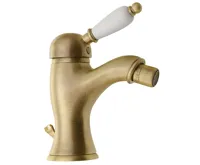 SAPHO KIRKÉ WHITE stojánková bidetová baterie s výpustí, bílá páčka, bronz SAPHO KIRKÉ WHITE stojánková bidetová baterie s výpustí, bílá páčka, bronz