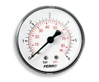 Manometr - tlakoměr 63mm 1/4" Axiál - zadní vývod 0-6 bar