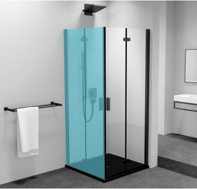 POLYSAN ZOOM BLACK sprchové dveře skládací 900mm, čiré sklo, pravé