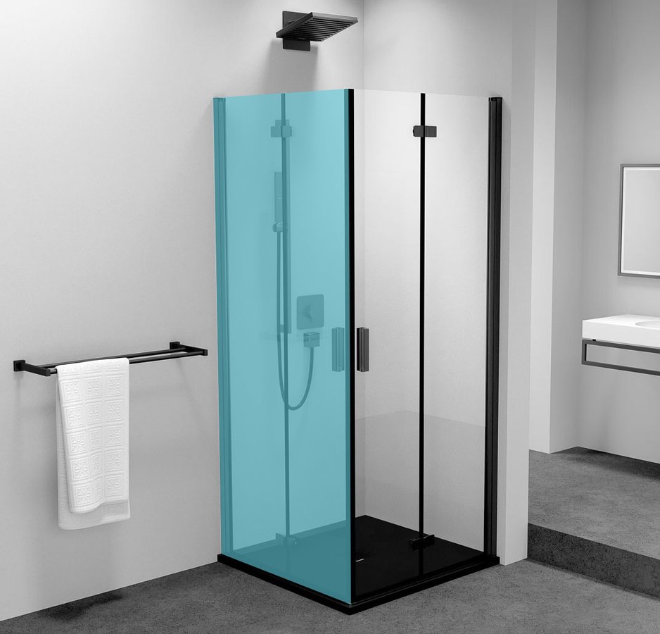 POLYSAN ZOOM BLACK sprchové dveře skládací 900mm, čiré sklo, pravé