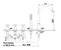 SAPHO AXIA pětiprvková baterie na okraj vany, sprcha Link, chrom (4)