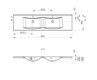 SAPHO LUCIOLA dvojumyvadlo, litý mramor, 180x48cm, bílá (6)
