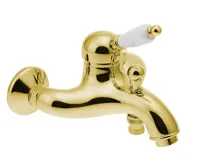 SAPHO KIRKÉ WHITE nástěnná vanová baterie, bílá páčka, zlato SAPHO KIRKÉ WHITE nástěnná vanová baterie, bílá páčka, zlato