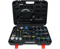 BGS Sada na testování chladící soustavy s plnícím ventilem a manometrem, 27 dílů