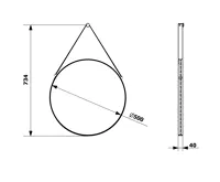 SAPHO ORBITER kulaté zrcadlo s koženým páskem ø 50cm, černá mat (7)