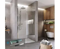 NOVEA Sprchové dveře, 100x200 cm, chrom ALU, sklo Čiré, pravé provedení, nerezový žlab ke stěně