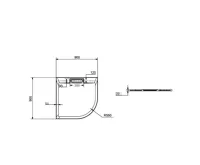 Čtvrtkruhová sprchová vanička s hran. krytem sifonu, 90x90x3cm, vč. sifonu, bez nožiček, litý mramor (1)