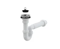 ALCAPLAST Sifon dřezový DN 50 s nerezovou mřížkou Ø 80 mm, pryžová zátka A464-DN50