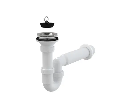 ALCAPLAST Sifon dřezový DN 50 s nerezovou mřížkou Ø 80 mm, pryžová zátka A464-DN50