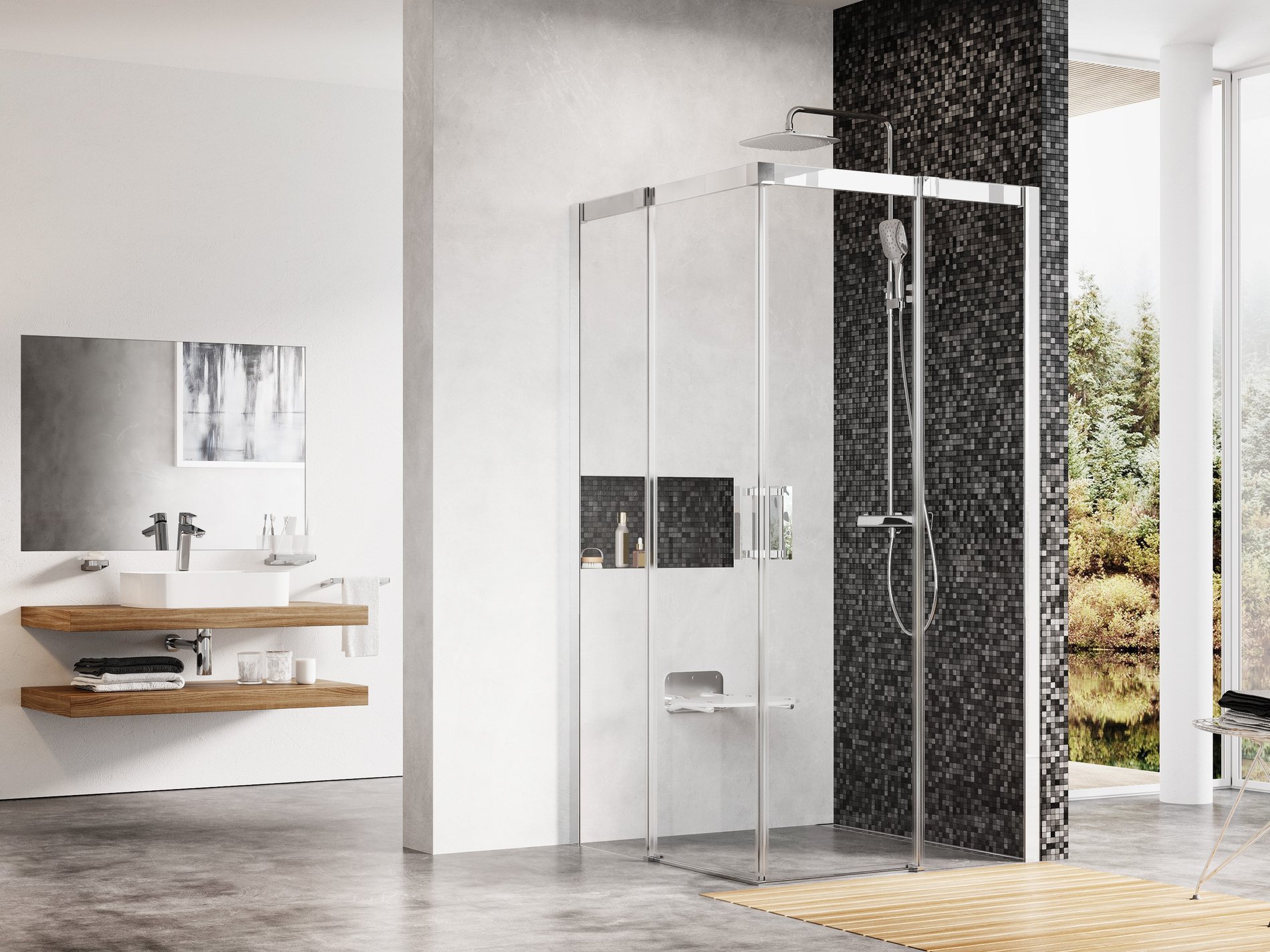 Ravak sprchový kout čtvercový msrv4-90/90 bright alu+transpare