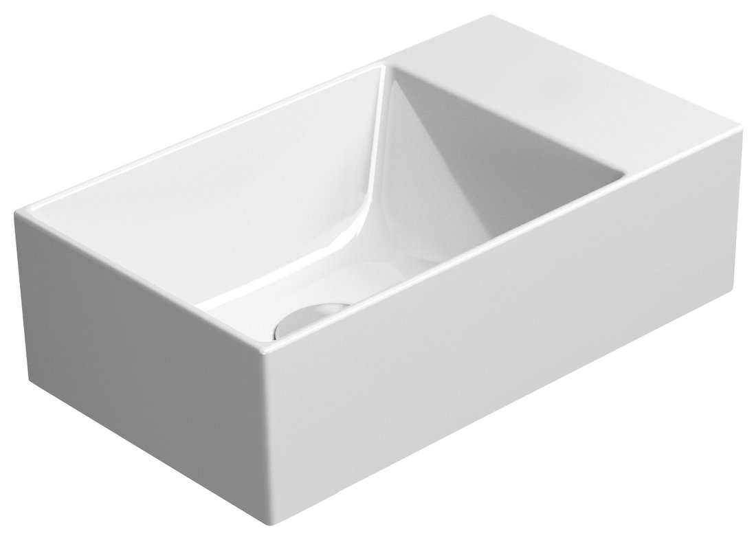 Gsi kube x keramické umývátko 40x23cm, bez otvoru, pravé/levé, bílá mat
