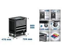 BGS Vozík dílenský, 7 zásuvek, velmi malá konstrukční výška, s 209 nástroji (1)