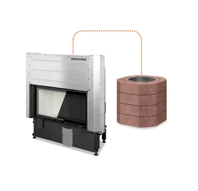 ROMOTOP Krbová vložka IMPRESSION 3G L 97.51.14, s výsuvnými dvířky a akumulačními prstenci MAMMOTH, Šedý Igniton