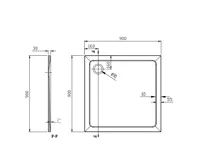 AQUALINE TECMI sprchová vanička z litého mramoru, čtverec 90x90cm, bílá (6)