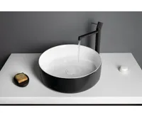 SAPHO FIASTRA keramické umyvadlo na desku, Ø 40cm, bílá/černá mat (5)