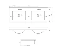 SAPHO SLIM keramické dvojumyvadlo, nábytkové, 150x46cm, bílá (3)