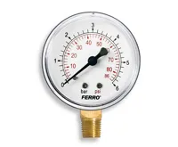 Manometr - tlakoměr 63mm 1/4" Radiál - spodní vývod 0-6 bar Manometr - tlakoměr 63mm 1/4" Radiál - spodní vývod 0-6 bar