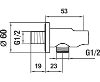 JIKA CUBITO PURE Připojení sprchové hadice 1/2" s držákem ruční sprchy, Chrom (1)