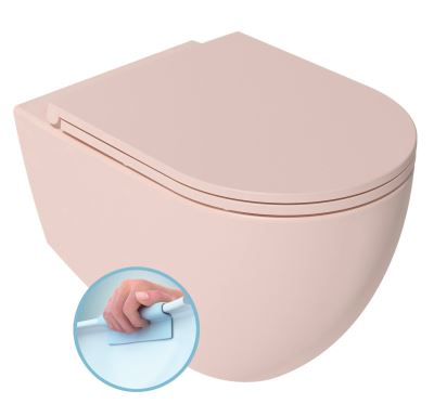 ISVEA INFINITY závěsná WC mísa, Rimless, 36,5x53cm, růžová Salmon