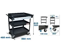 BGS Vozík montážní 3 police, 1 zásuvka, 485x815x860 mm (1)