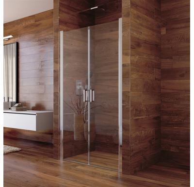 LIMA Sprchové dveře, dvoukřídlé, lítací, 85 cm, chrom ALU, sklo Čiré