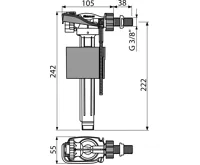 ALCAPLAST Napouštěcí ventil boční pro keramické nádržky A150-3/8" (1)