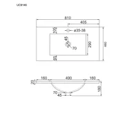 Opto, koupelnová skříňka s keramickým umyvadlem, černá 2 zásuvky, 810x580x458 mm (3)