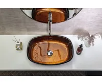 SAPHO KVAORE skleněné umyvadlo na desku, 54x39,5cm, měď (4)