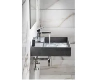 SAPHO QUADRADO betonové umyvadlo včetně výpusti, 46x46cm, černý granit (6)