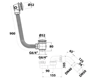 BRUCKNER Vanová souprava click-clack, L-900mm, DN40/50, ABS/chrom (3)