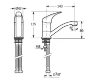 JIKA TALAS Dřezová stojánková baterie s otočným ramínkem 143 mm, chrom (1)