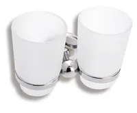 NOVASERVIS Dvojitý držák kartáčků a pasty sklo Metalia 1 chrom - 6157,0