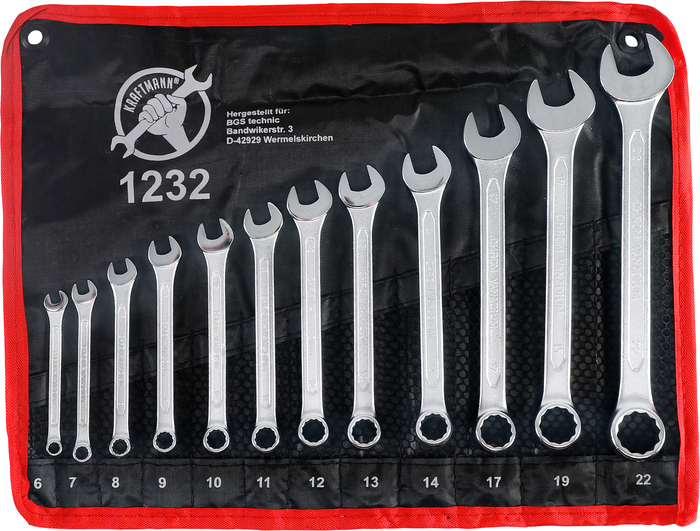 Bgs klíče očkoploché, 6-22 mm, 12 pcs.