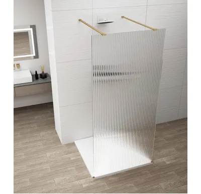 POLYSAN ESCA GOLD MATT jednodílná sprchová zástěna do prostoru, sklo Flute, 1300 mm