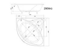 AQUALINE DYJE rohová vana 150x150x42cm, bílá (7)