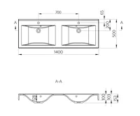 SAPHO FLAVIA dvojumyvadlo, litý mramor, 140x50cm, bílá (6)