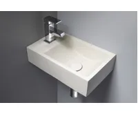 SAPHO CREST L betonové umývátko, nástěnné, včetně výpusti, 40x22cm, bílý pískovec (6)