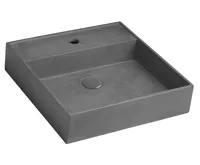 SAPHO QUADRADO betonové umyvadlo včetně výpusti, 46x46cm, černý granit SAPHO QUADRADO betonové umyvadlo včetně výpusti, 46x46cm, černý granit