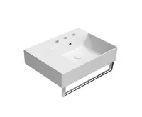 GSI KUBE X keramické umyvadlo 60x47cm, s odkládací plochou vlevo, 3 otvory, bílá ExtraGlaze (2)