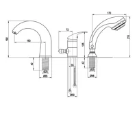 AQUALINE KASIOPEA tříprvková baterie na okraj vany, chrom (4)