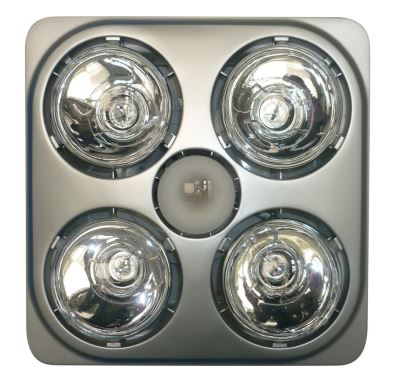 Stropní koupelnový infrazářič s osvětlením a ventilátorem, 1240 W, stříbrná