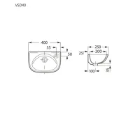 Umyvadlo s otvorem pro baterii 40 cm (1)