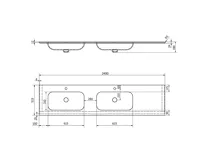SAPHO ARUBA dvojumyvadlo, Rockstone, 240x51,5cm, levé, bílá mat (6)