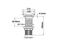 ISVEA Umyvadlová výpust 5/4“, click-clack, keramická zátka, 20-70mm, zelená mint (3)