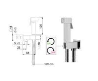 SAPHO Nástěnný ventil s ruční bidetovou sprškou a bezpečnostní pojistkou,hranatý,chrom (2)