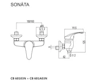 Sprchová nástěnná baterie, Sonáta, 100 mm, bez příslušenství, chrom (1)