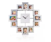 Platinium Nástěnné hodiny s fotorámečky hranaté