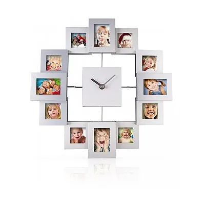 Platinium Nástěnné hodiny s fotorámečky hranaté