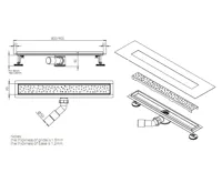 AQUALINE BUCANERA nerezový podlahový žlab s roštem, L-900, DN50 (6)