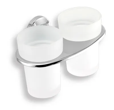 NOVASERVIS Dvojitý držák kartáčků a pasty sklo Metalia 11 chrom - 0157,0